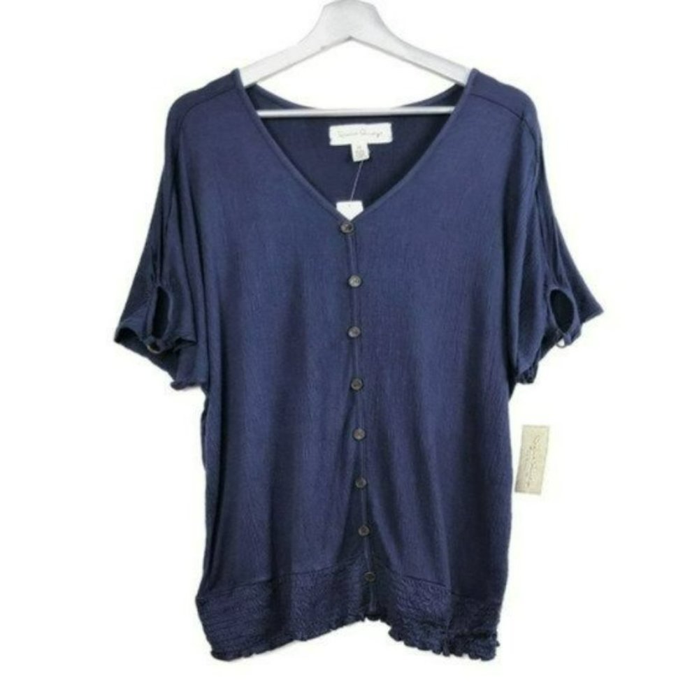 NWT French Laundry PLUS Dolman Sleeve Smock Waist Blouse Top - Picture 2 of 4